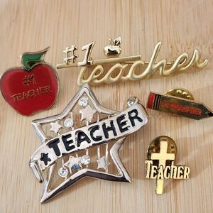 Lot of Teacher Lapel Pins Brooches Jewelry Accessories Teacher Appreciation Red